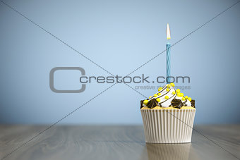 sweet cupcake with a candle