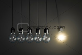 Pendulum of light bulbs