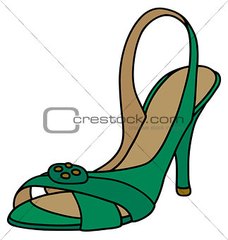 Green sandal on high heel