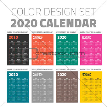 Color pocket calendar set 2020