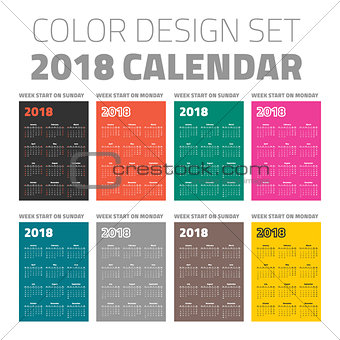 Color pocket calendar set 2018