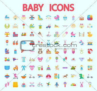 Baby flat vector icon set