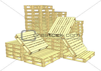 Wooden pallets. Isolated on white
