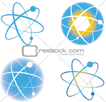 Set of atom molecule logos signs