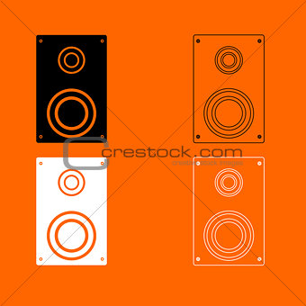 Loud speaker  black and white set icon .