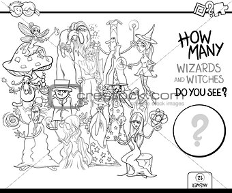 counting wizards coloring page activity