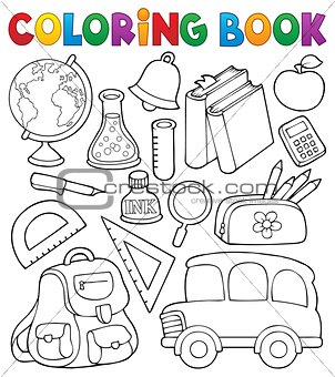 Coloring book school related objects 1