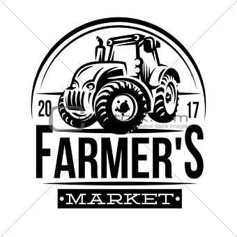 Monochrome vector illustration of a farmer market