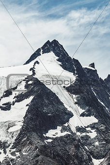 Snowbound summmit in Alps mountains