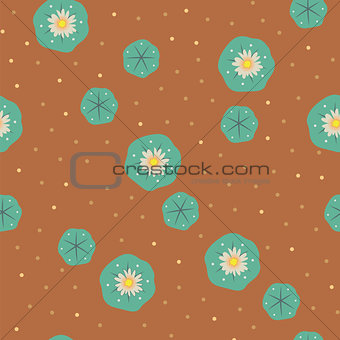 Vector peyote lophophora cactus seamless pattern