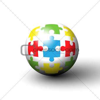 Jigsaw puzzle in the form of a circle. Vector
