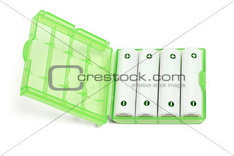 Rechargeable Batteries in Green Plastic Case 
