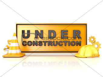 Under construction sign. 3D