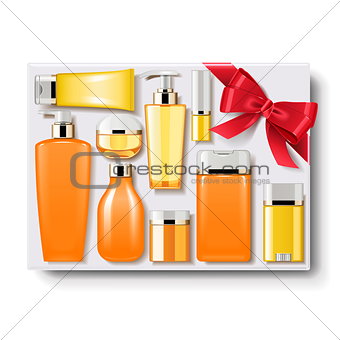 Vector Gift Box with Cosmetics