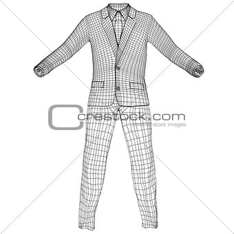Mans suit in wire-frame style