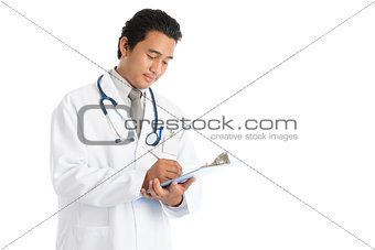 Medical doctor writing