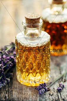 Lavender oil in bottles