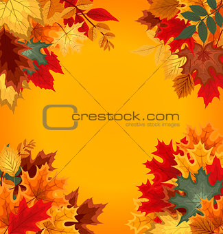 Abstract Vector Illustration Background with Falling Autumn Leaves