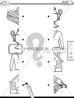 match objects halves coloring page