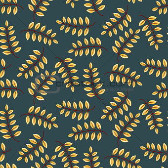 Autumn yellow fall withered leaves seamless pattern.
