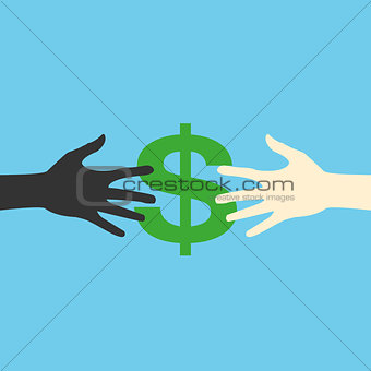 Flat icon hands and money, vector print eps