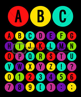 Round icons alphabet.