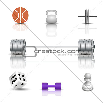 Sports and game icons, vector illustration.