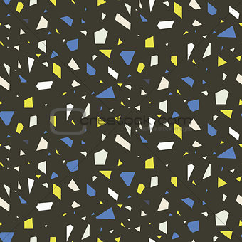 Terrazzo flooring dark seamless vector pattern.