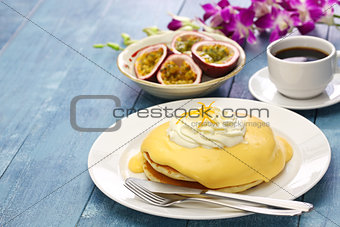 Hawaiian lilikoi passion fruit pancake