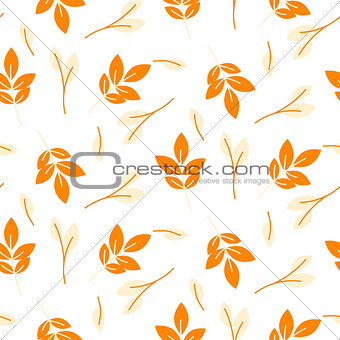 Rustic fall orange leaves seamless pattern.