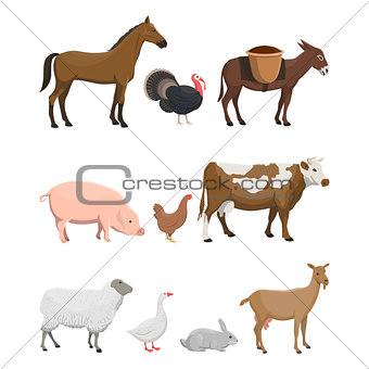 Vector illustration set of farm animals