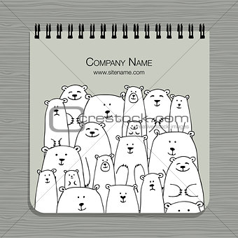 Notebook design, polar bears family