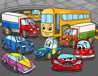 car vehicles cartoon characters group