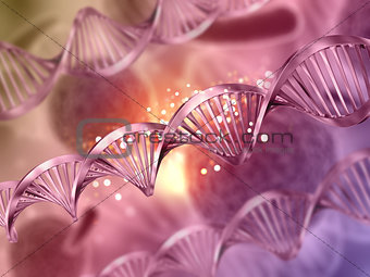 3D medical background with DNA strands 