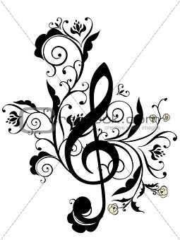 Music Notes Floral Ornament