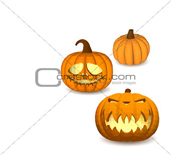 A set of pumpkins on a white background for decoration of any holiday graphics for the Halloween holiday.