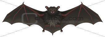 Bat vampire with sharp teeth spread its wings. Halloween symbol accessory
