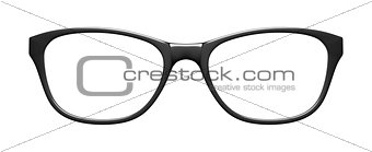 black glasses on white background