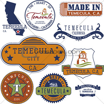 generic stamps and signs of Temecula city, CA