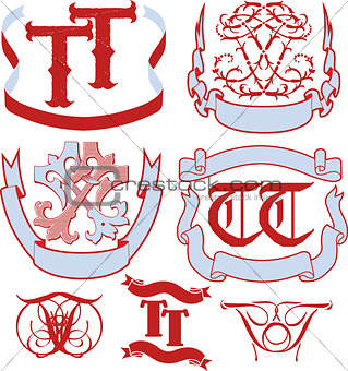Set of TT monograms and emblem templates