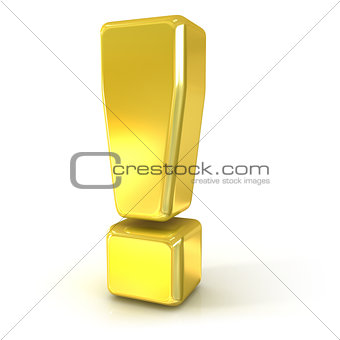 Exclamation mark 3D golden sign