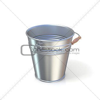 Metal bucket isolated on a white background. 3D