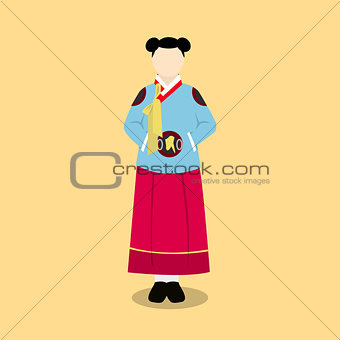 hanbok korea traditional clothes flat style dress