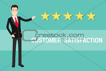 customer satisfaction with businessman and star rating