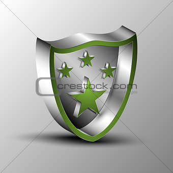 3d illustration of a stars isometric in on metal shield