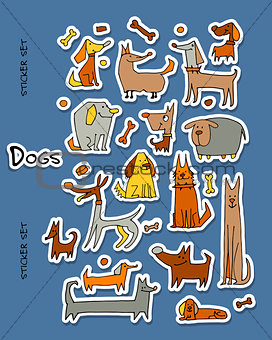 Funny dogs, stickers collection for your design