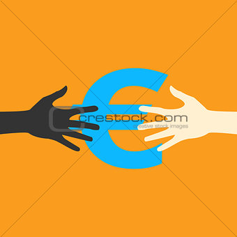 Flat icon hands and money, vector print eps