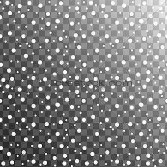Realistic falling snowflakes seamless pattern. Snow falls isolated on a transparent background. Vector illustration.