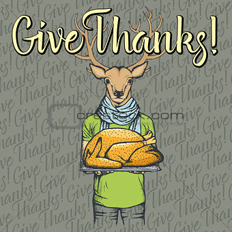Vector illustration of Thanksgiving deer concept