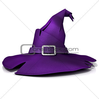Halloween, witch hat. Purple hat with purple belt